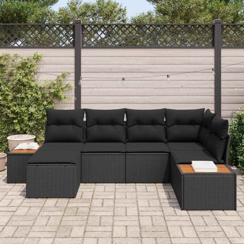 Zestaw Sof na Ogród z poduszką 6 pcs Czarny Rattan poli