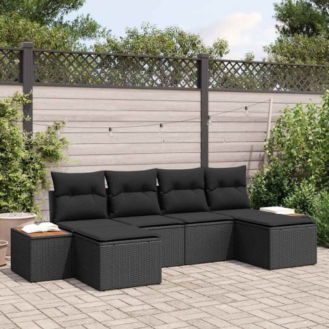 Zestaw Sof na Ogród z poduszką 6 pcs Czarny Rattan poli