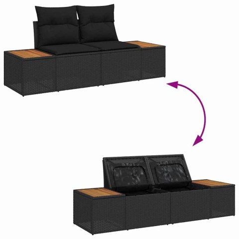 Zestaw Sof na Ogród z poduszką 6 pcs Czarny Rattan poli
