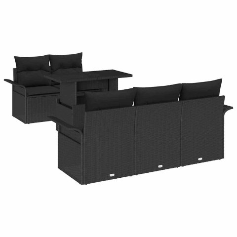 Zestaw Sof na Ogród z poduszką 6 pcs Czarny Rattan poli