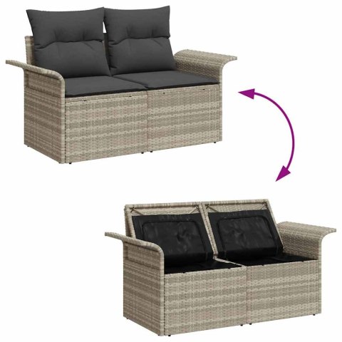 Zestaw Sof na Ogród z poduszką 6 pcs Jasnoszary Rattan poli