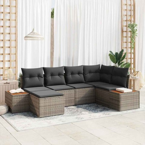 Zestaw Sof na Ogród z poduszką 6 pcs Szary Rattan poli