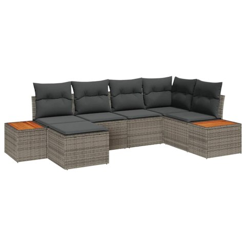 Zestaw Sof na Ogród z poduszką 6 pcs Szary Rattan poli