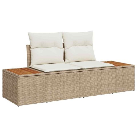 Zestaw Sof na Ogród z poduszką 7 pcs beżowo-kremowy Rattan poli