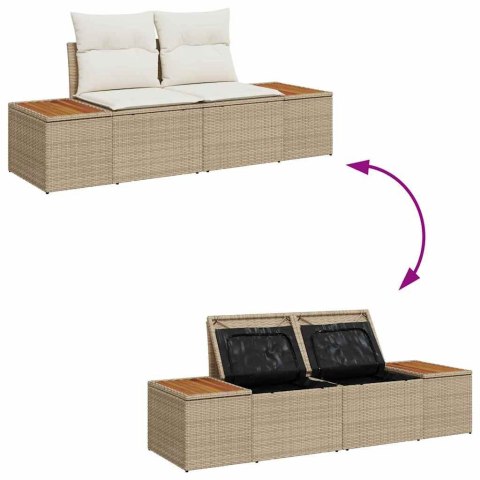 Zestaw Sof na Ogród z poduszką 7 pcs beżowo-kremowy Rattan poli