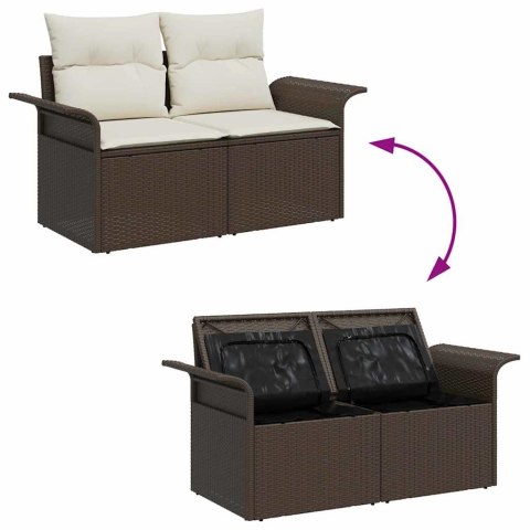 Zestaw Sof na Ogród z poduszką 10 pcs Brązowy Rattan poli