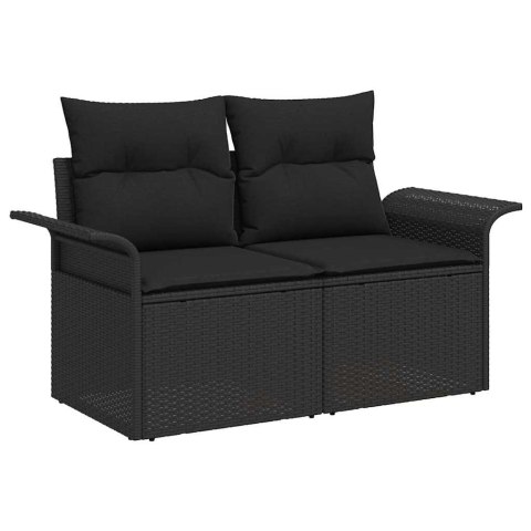 Zestaw Sof na Ogród z poduszką 6 pcs Czarny Rattan poli
