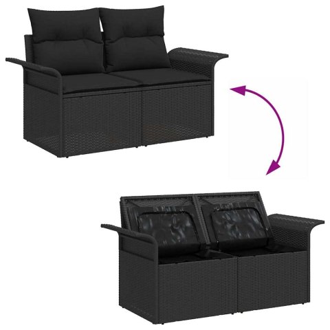Zestaw Sof na Ogród z poduszką 6 pcs Czarny Rattan poli