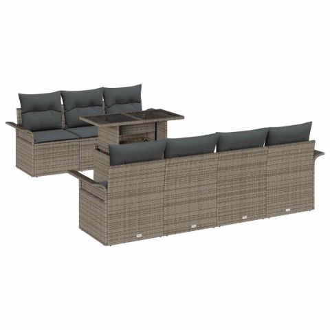 Zestaw Sof na Ogród z poduszką 8 pcs Szary Rattan poli