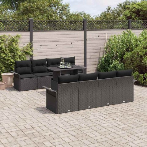 Zestaw Sof na Ogród z poduszką 9 pcs Czarny Rattan poli