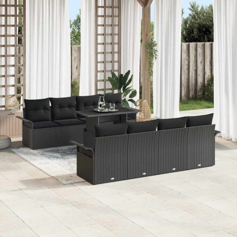 Zestaw Sof na Ogród z poduszką 9 pcs Czarny Rattan poli