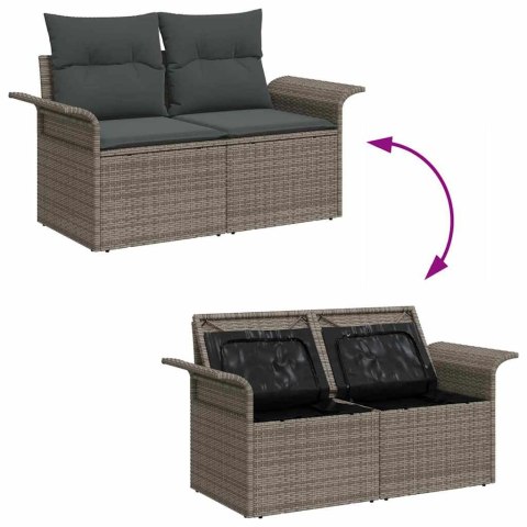 Zestaw Sof na Ogród z poduszką 11 pcs Szary Rattan poli