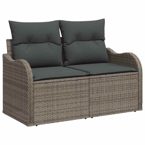 Zestaw Sof na Ogród z poduszką 5 pcs Szary Rattan poli
