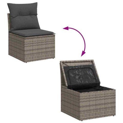 Zestaw Sof na Ogród z poduszką 5 pcs Szary Rattan poli