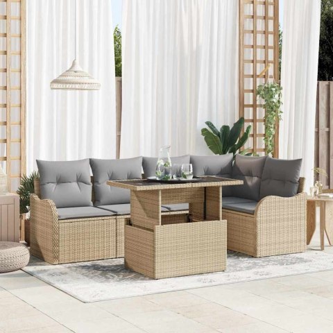 Zestaw Sof na Ogród z poduszką 6 pcs Beżowy Rattan poli