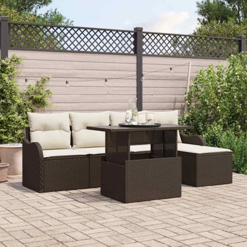 Zestaw Sof na Ogród z poduszką 6 pcs Brązowy Rattan poli