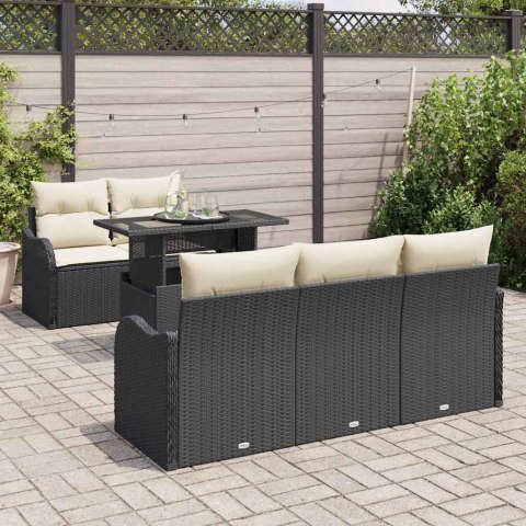 Zestaw Sof na Ogród z poduszką 6 pcs Czarny Rattan poli