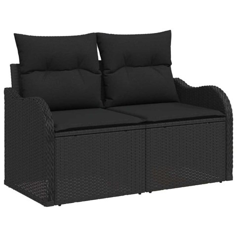 Zestaw Sof na Ogród z poduszką 7 pcs Czarny Rattan poli