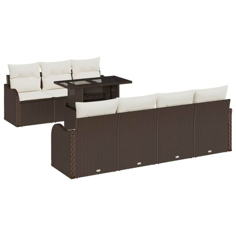 Zestaw Sof na Ogród z poduszką 8 pcs Brązowy Rattan poli