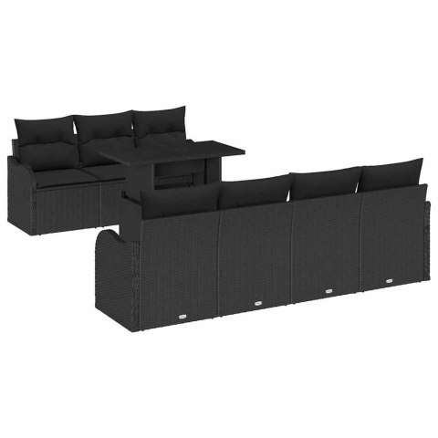 Zestaw Sof na Ogród z poduszką 8 pcs Czarny Rattan poli