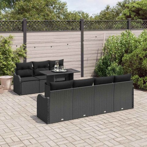 Zestaw Sof na Ogród z poduszką 8 pcs Czarny Rattan poli