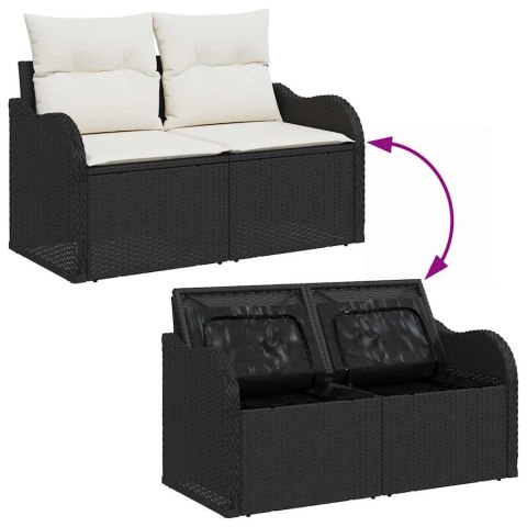 Zestaw Sof na Ogród z poduszką 9 pcs Czarny Rattan poli