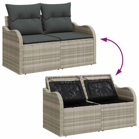Zestaw Sof na Ogród z poduszką 10 pcs Jasnoszary Rattan poli