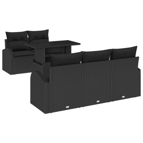 Zestaw Sof na Ogród z poduszką 6 pcs Czarny Rattan poli