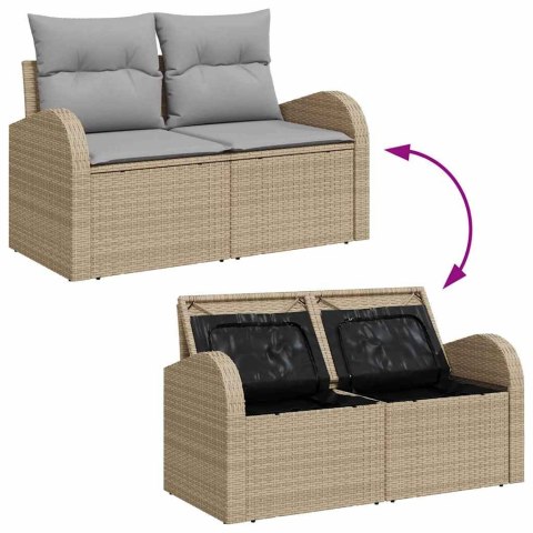 Zestaw Sof na Ogród z poduszką 7 pcs Beżowy Rattan poli