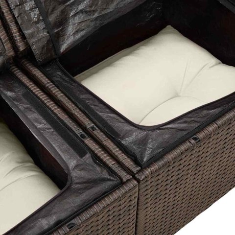 Zestaw Sof na Ogród z poduszką 7 pcs Brązowy Rattan poli
