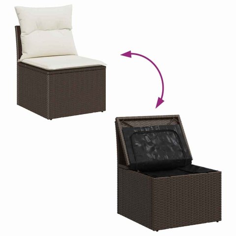 Zestaw Sof na Ogród z poduszką 7 pcs Brązowy Rattan poli