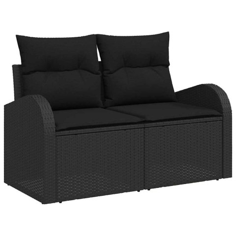 Zestaw Sof na Ogród z poduszką 7 pcs Czarny Rattan poli