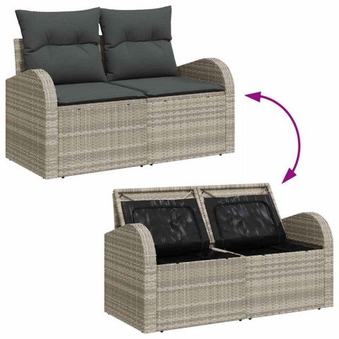 Zestaw Sof na Ogród z poduszką 7 pcs Jasnoszary Rattan poli
