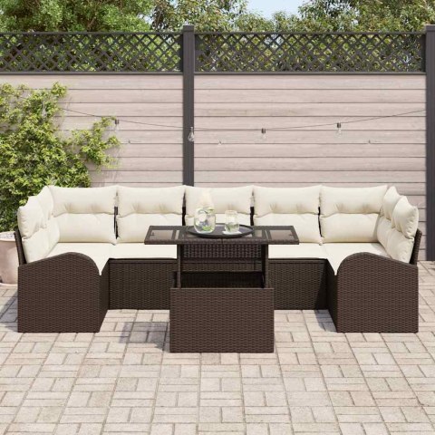 Zestaw Sof na Ogród z poduszką 8 pcs Brązowy Rattan poli