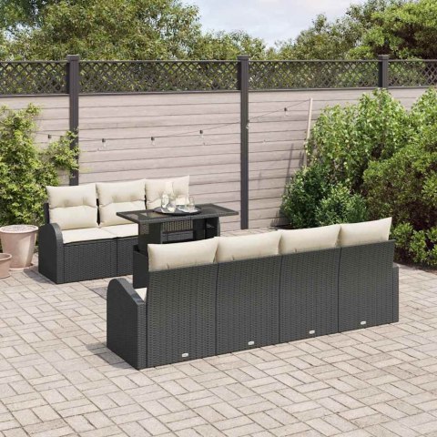 Zestaw Sof na Ogród z poduszką 8 pcs Czarny Rattan poli