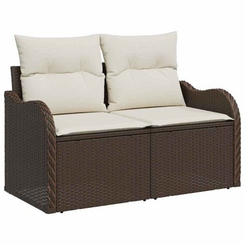 Zestaw Sof na Ogród z poduszką 9 pcs Brązowy Rattan poli