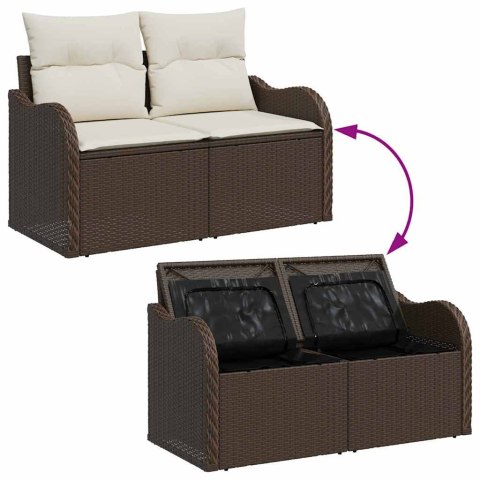 Zestaw Sof na Ogród z poduszką 9 pcs Brązowy Rattan poli