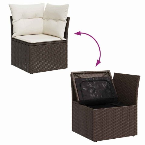 Zestaw Sof na Ogród z poduszką 9 pcs Brązowy Rattan poli