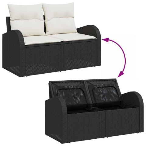Zestaw Sof na Ogród z poduszką 9 pcs Czarny Rattan poli