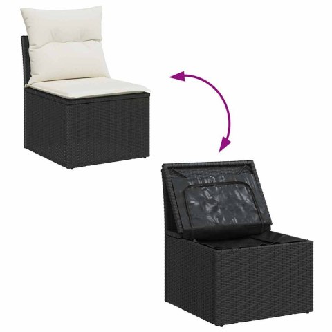 Zestaw Sof na Ogród z poduszką 9 pcs Czarny Rattan poli