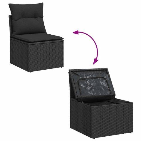 Zestaw Sof na Ogród z poduszką 9 pcs Czarny Rattan poli