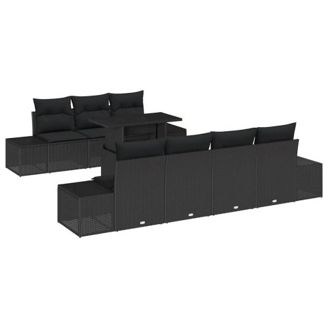 Zestaw Sof na Ogród z poduszką 8 pcs Czarny