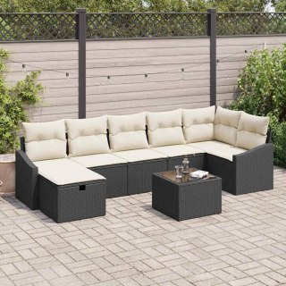 Zestaw Sof z poduszką z przechowywaniem 8 pcs Czarny polirattan