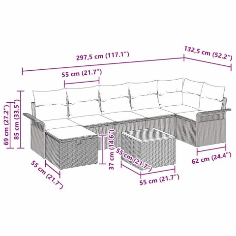 Zestaw Sof na Ogród 8 pcs Czarny polirattan