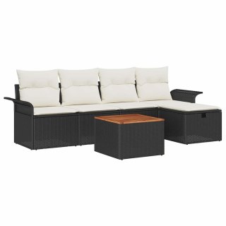 Zestaw Sof na Ogród z przechowywaniem 6 pcs Czarny Polirattan