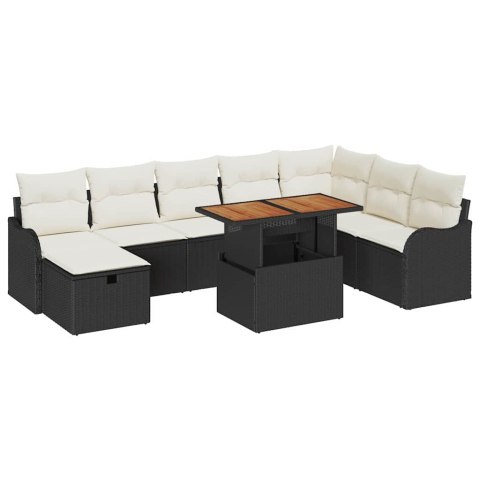 Zestaw Sof na Ogród 9 pcs Czarny polirattan