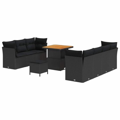 Zestaw Sof na Ogród 10 pcs Czarny polirattan