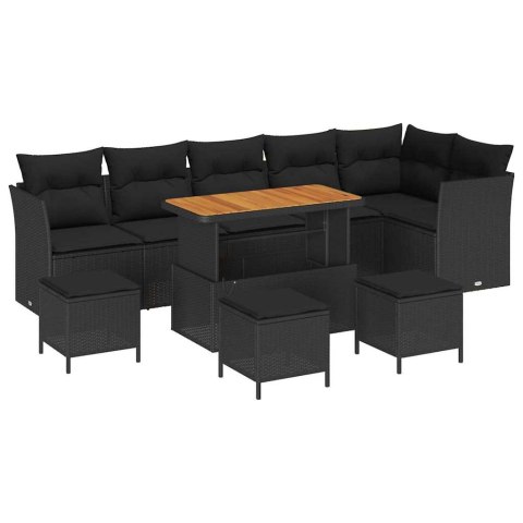 Zestaw Sof na Ogród 10 pcs Czarny polirattan