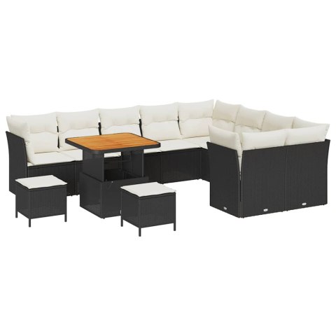 Zestaw Sof na Ogród 12 pcs Czarny polirattan