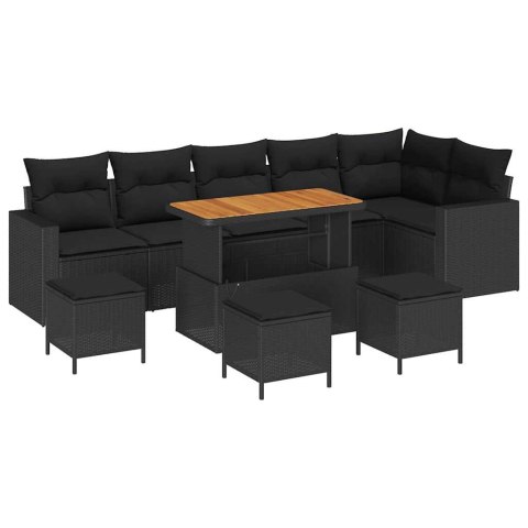 Zestaw Sof na Ogród 10 pcs Czarny polirattan